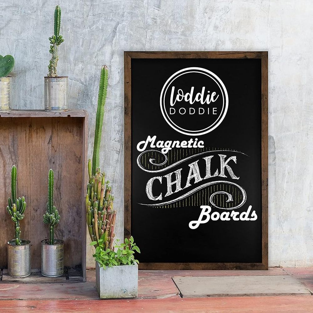 Loddie Doddie Magnetic Chalkboard &amp;amp; Magnet Board - 24&quot; X 36&quot; Rustic Wood Frame - Easy-Erase Stain-Resistant - Hanging Wall Chalkboard