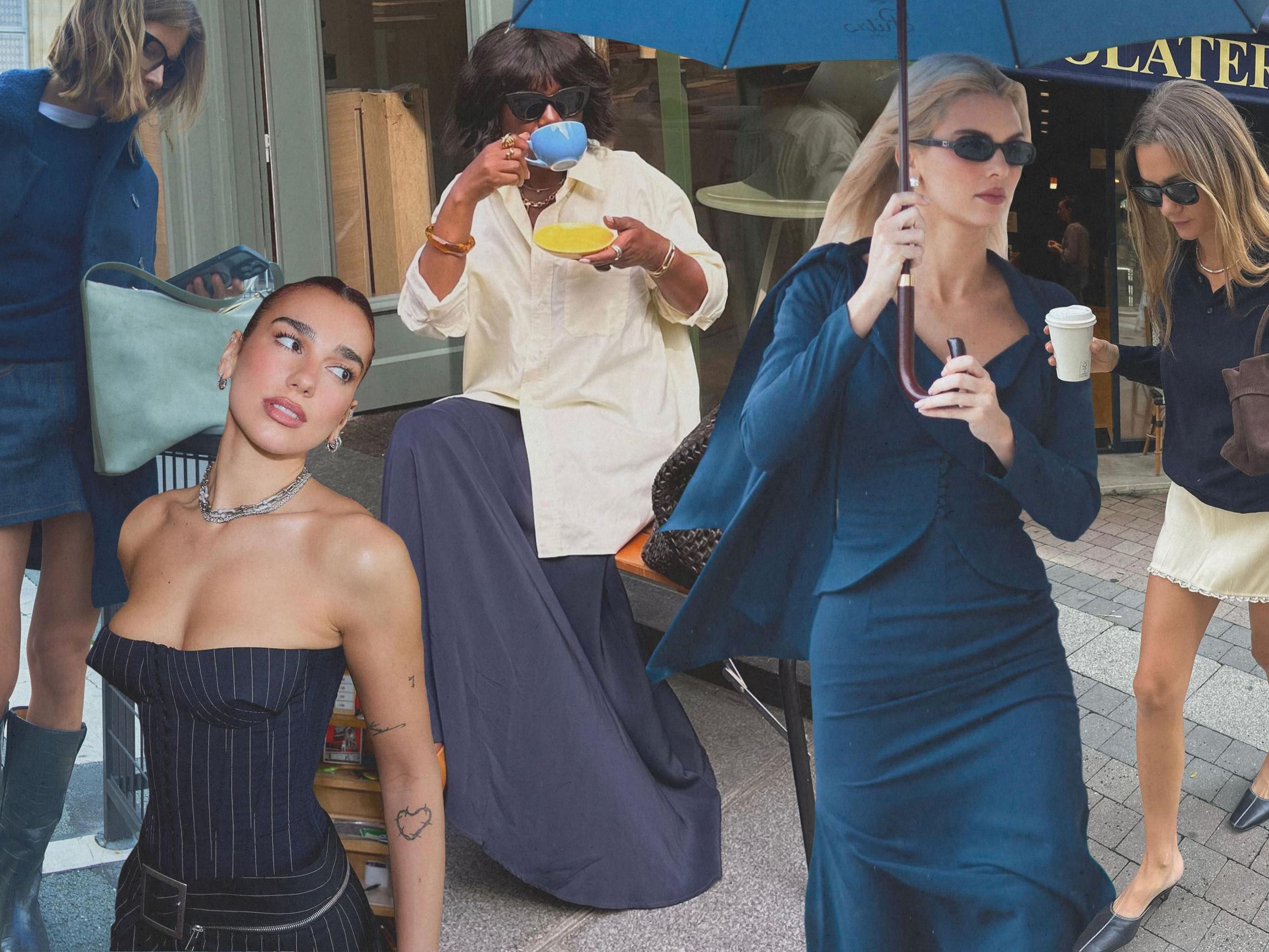 celebrities in navy blue dress Katie Holmes, Kendall Jenner, and Dua Lipa Just Wore the Rich-Looking Color Trend French Women Love Sleeve:31 color: powder blue formal black dress men