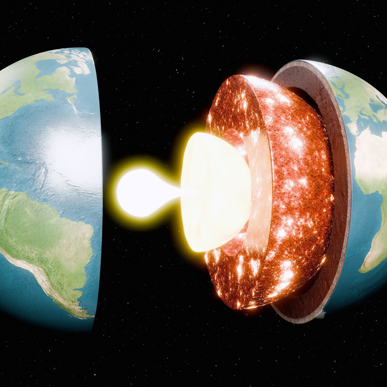 Earth's core contains up to 45 times more hydrogen than the oceans
