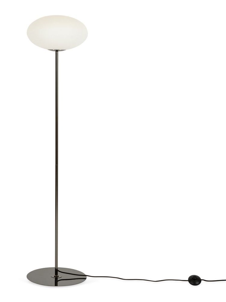 Ellipse Floor Lamp White Glass Black Chrome