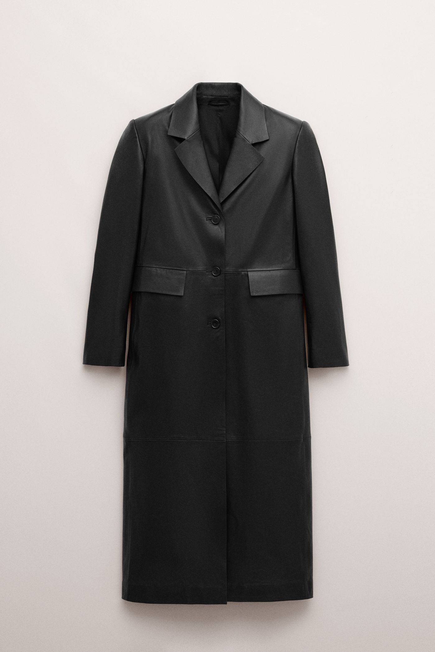 Straight 100% Leather Coat With Pockets - Women | Mango Usa