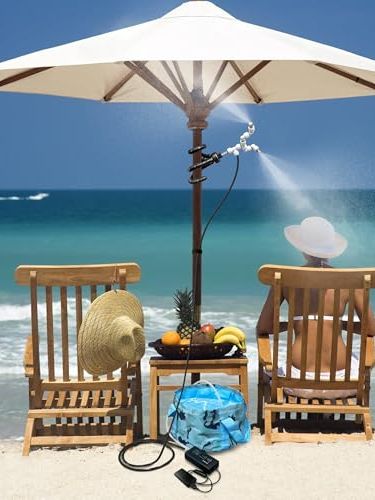 Haowin Portable Misting System With Water Pump, Octopus Clamp, Foldable Bucket, Triangle Bag, Mobile Misting Cooling System for Canopy Tent Bike Motorcycle Boat Golf Cart, Mister for Outside Patio