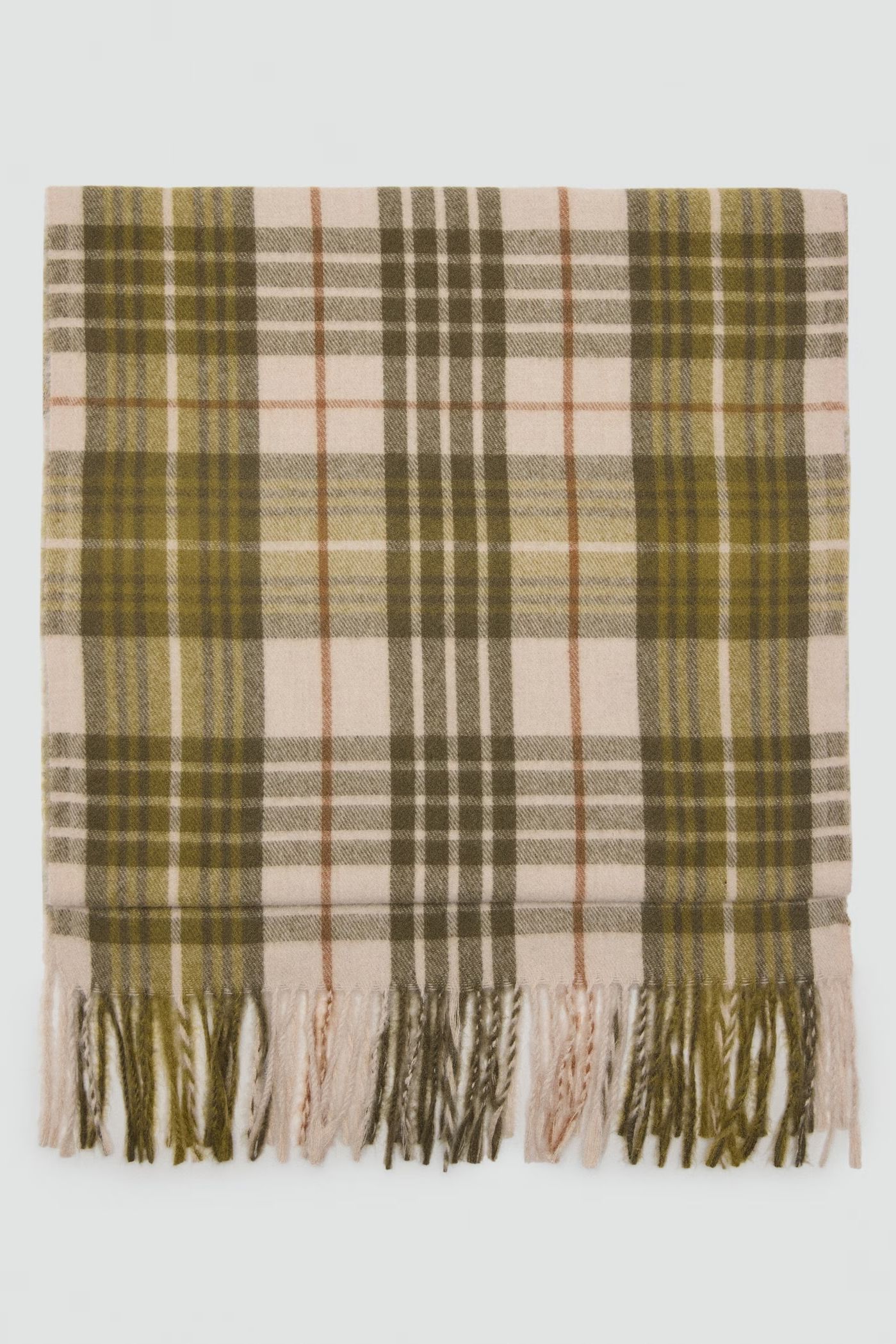 Mango Check Scarf with Fringed Ends