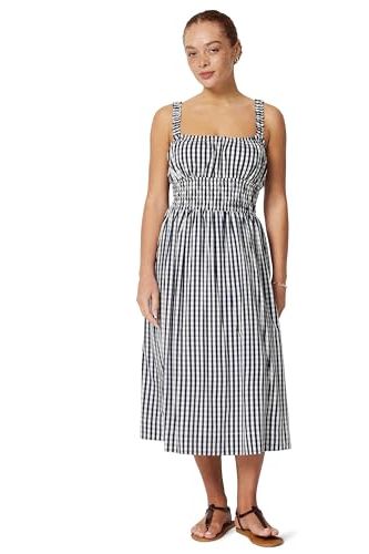 Amazon Essentials Unisex Babies X Sofia Grainge Women's Woven Cotton Sateen Dress (mommy &amp;amp; Me), Navy Gingham, Small