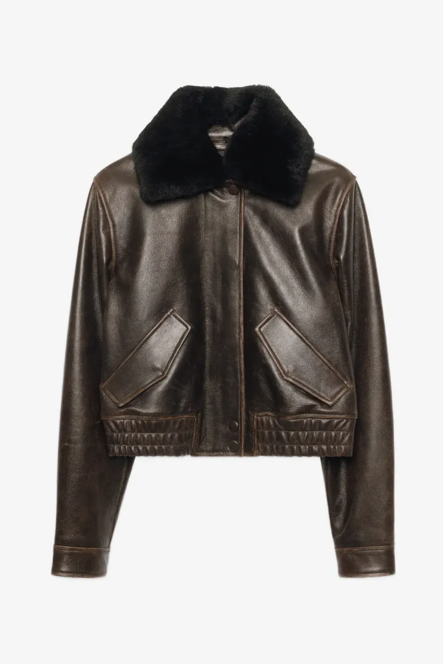 Stand Studio Dee Cropped Leather Jacket | 36