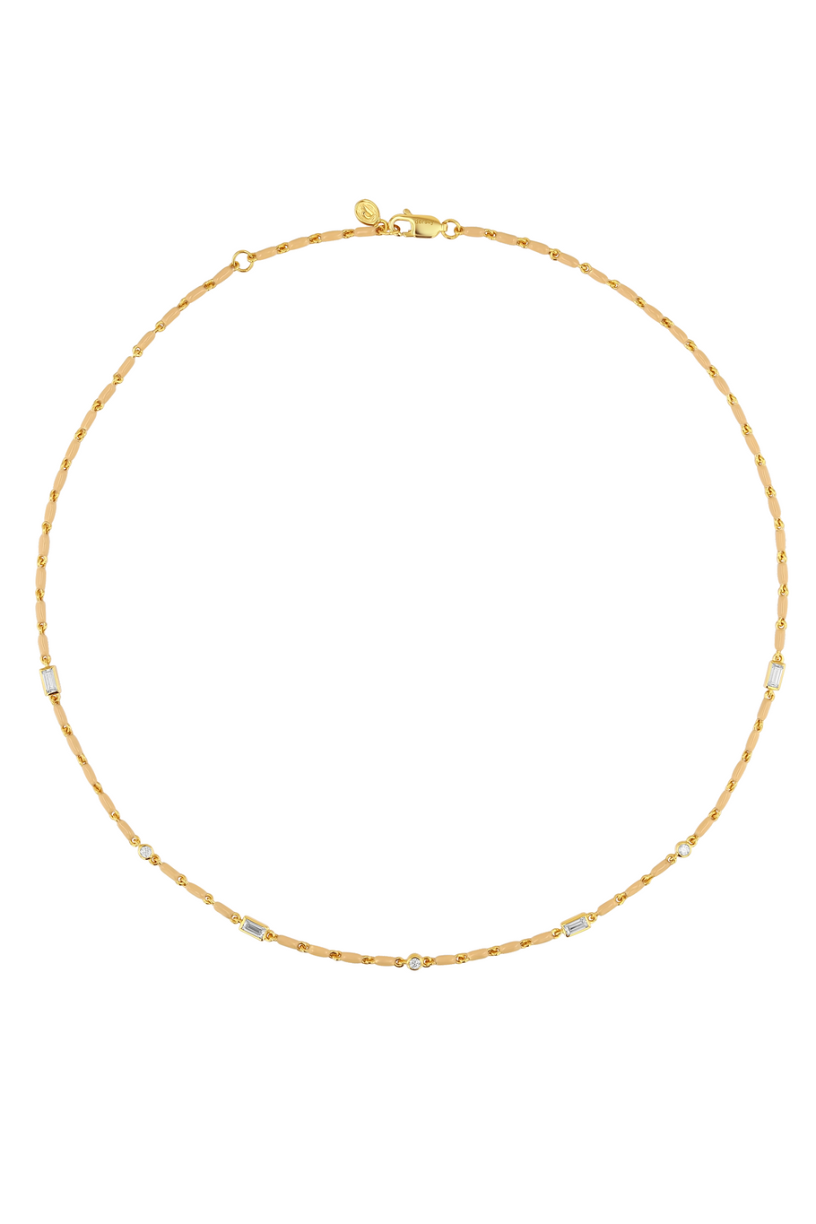 Enamel Moissanite Necklace in Sable, 18k Gold Vermeil