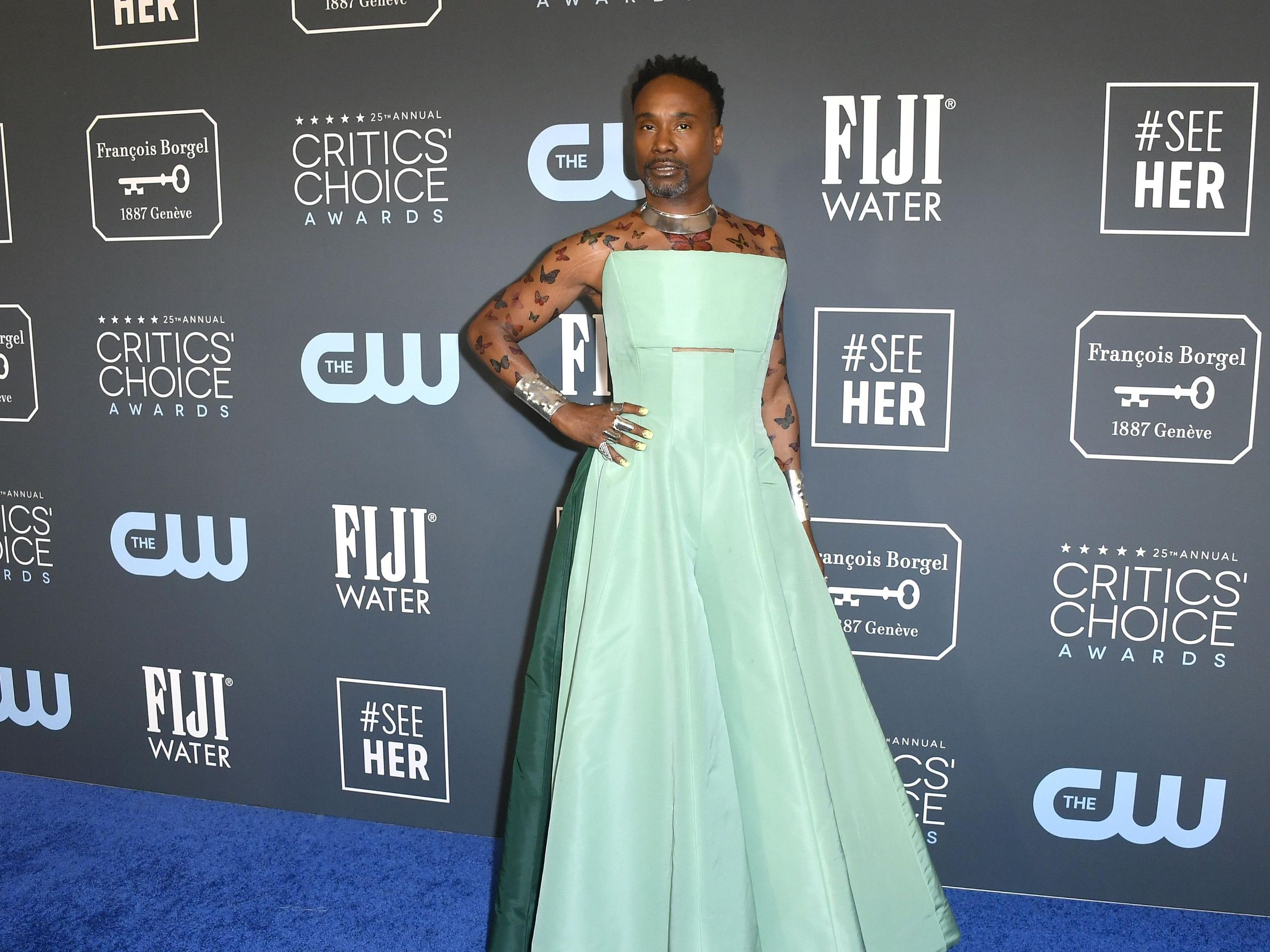 billy porter green dress Porter's Critics' Choice Awards Butterfly Body Art Size_38R