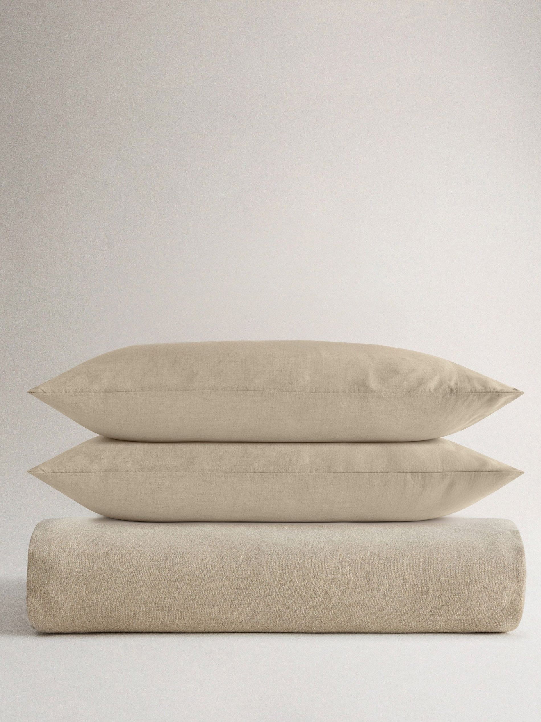 Relaxed &amp;amp; Refined Linen Duvet Set - Natural - Uk Double / Standard