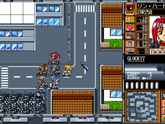 Cute cops on Kawasakis drive this deceptively deep PC-98 strategy