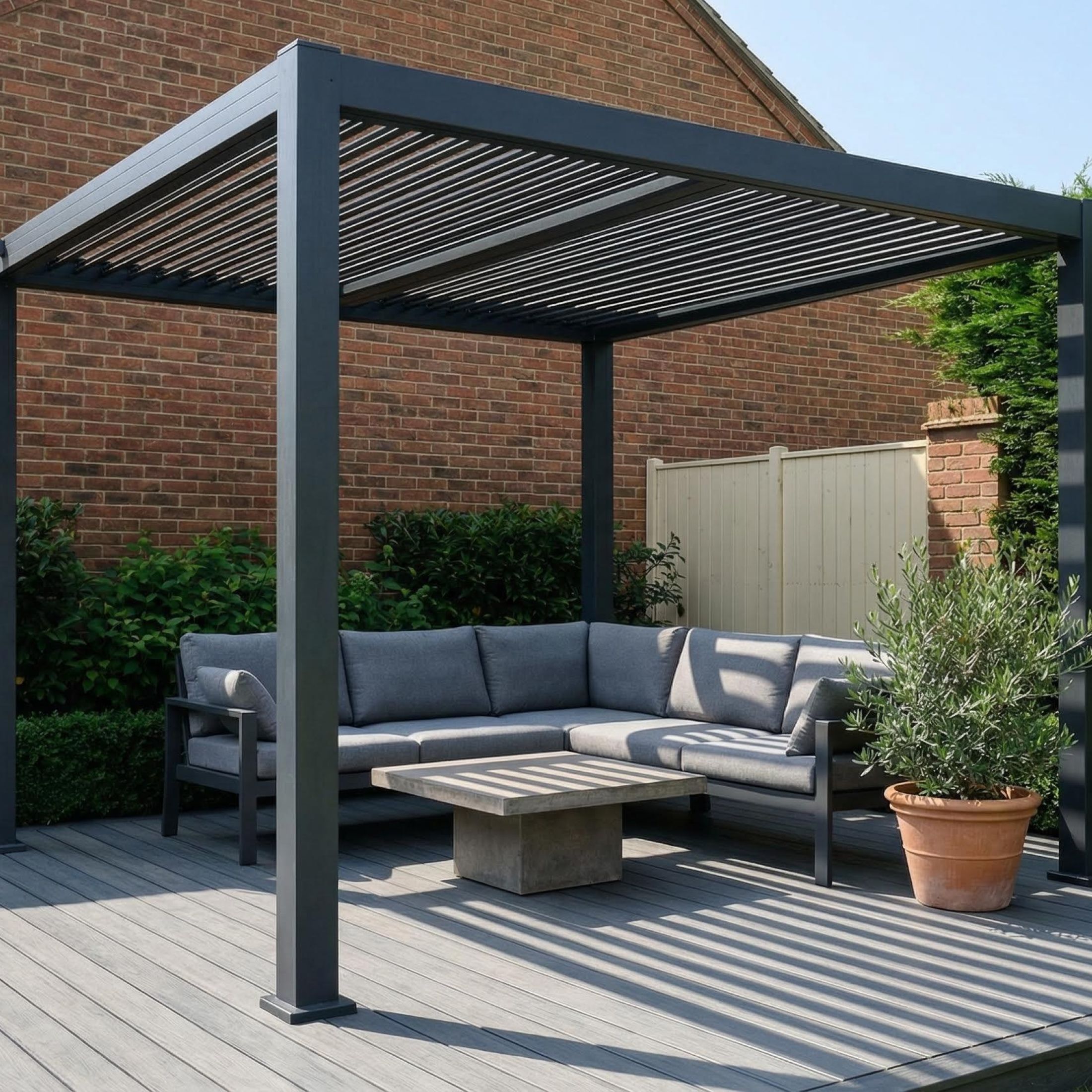 3m X 3m Aluminium Pergola With Manual Louvre Roofing