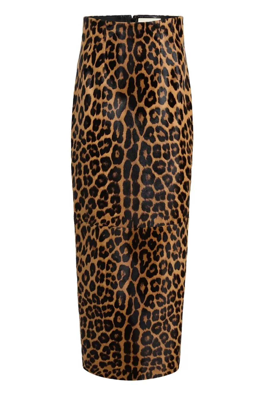 Khaite Leopard Print Slit Maxi Skirt | 4