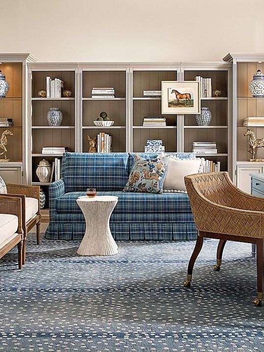 plaid sofa in a seating area