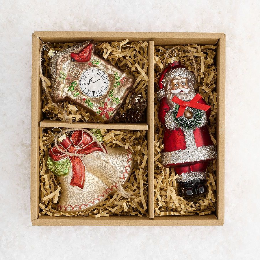 Pottery Barn, Classic Nostalgic Ornaments - Set of 3
