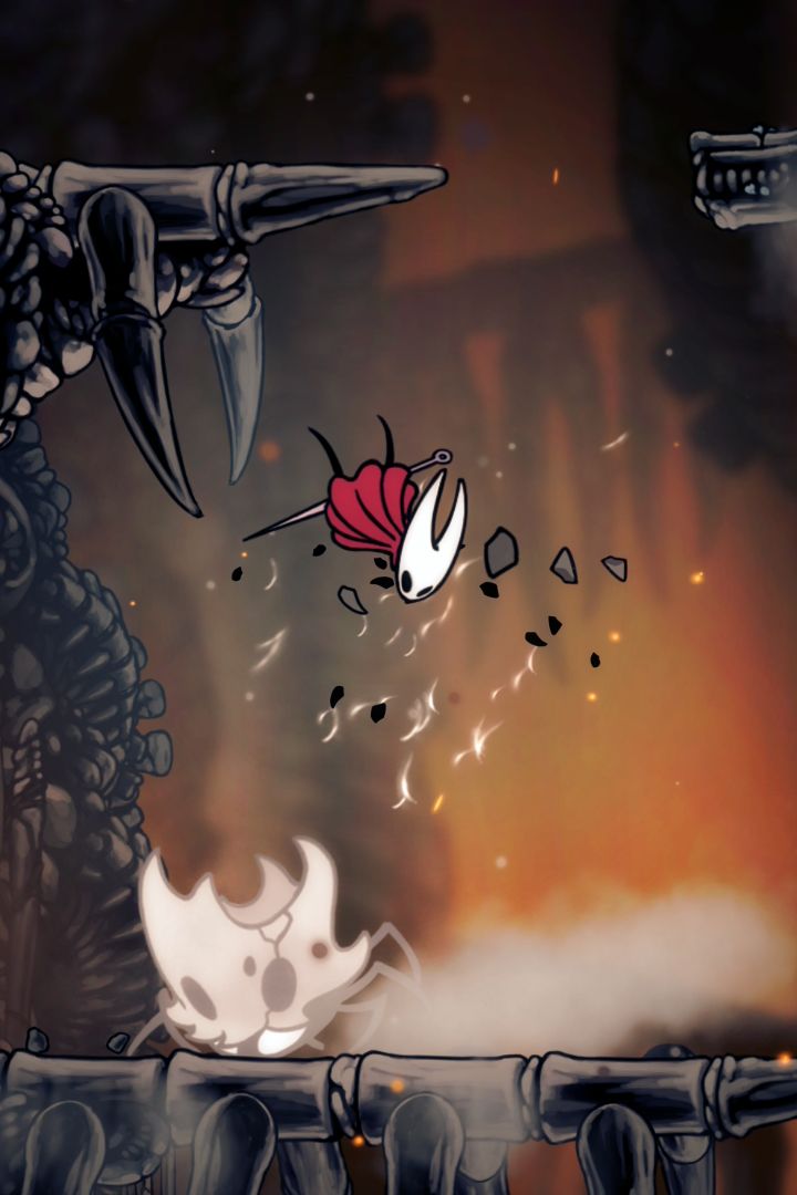 Hornet bounces off an enemy with a skull shell in Hollow Knight: Silksong in The Marrow