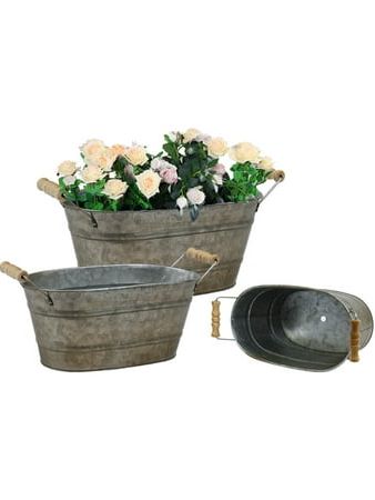 Galvanized Oval Planters