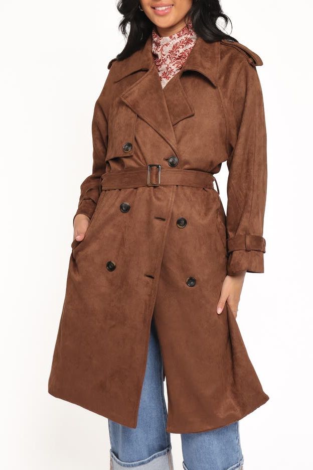 Micha Faux Suede Trench Coat