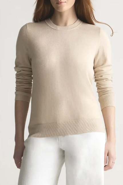 Quince, Lightweight Cotton Cashmere Crew Sweater