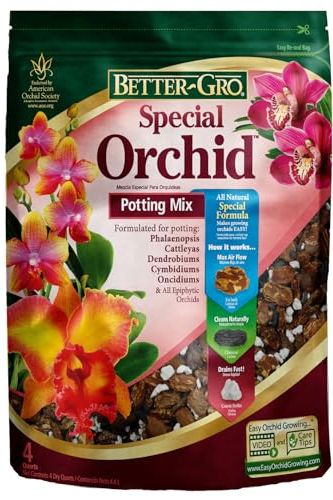Better-Gro Special Orchid Mix - Premium Grade Orchid Bark Potting Mix for Potting, Repotting, Enhanced Drainage, Air Flow &amp;amp; Root Ventilation, Ideal for Phalaenopsis, Cattleyas, Dendrobiums - 4 Quarts