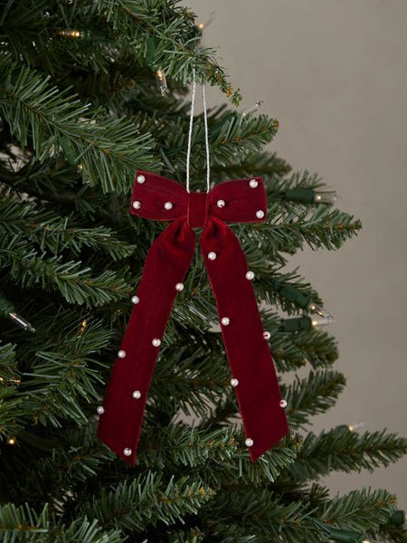 Aldenbury Velvet Ribbon Pearl Ornament