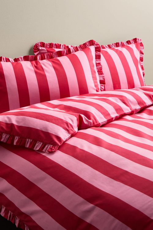 Pure Cotton Striped Ruffle Bedding Set