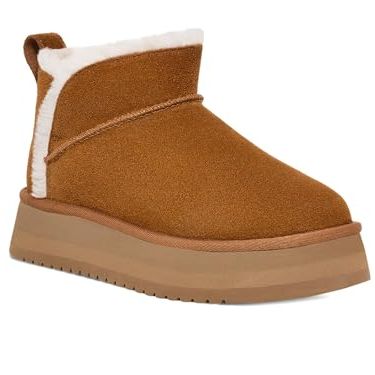 Koolaburra by Ugg Women's Koola Ultra Mini Platform Ankle Boot, Chestnut, 8 Uk