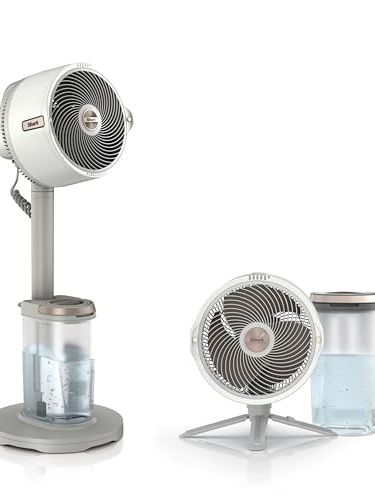 Shark Flexbreeze Pro Mist Cordless Indoor &amp;amp; Outdoor Fan With Outdoor Misting System, Up to 20m Reach, 24hr Runtime, Pedestal &amp;amp; Table Fan, 5 Speeds, Quiet, Remote Control, Dove Fa300whuk
