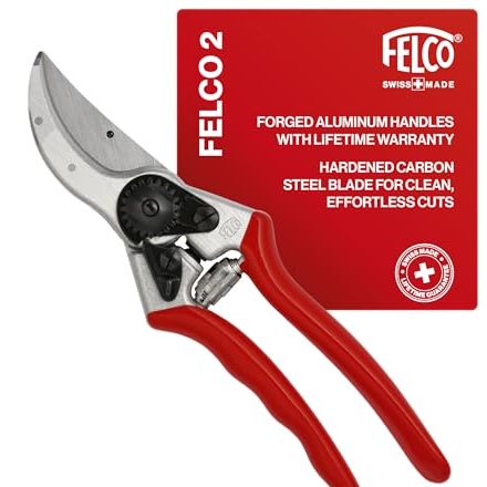 Felco F2 Pruning Shears &amp;ndash; 9.25" Swiss-Made Garden Clippers for Professional Pruning | Hand Pruners for Gardening | Garden Tool Cutter With Precision Bypass Blade, Aluminum Body, Replaceable Parts