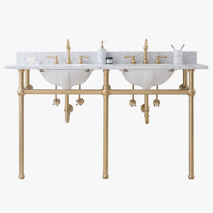 Pottery Barn, Aveline 60-72&quot; Marble Top Double Sink Vanity