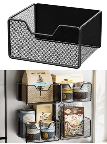 Restorgan Magnetic Basket Organizer Holder, 2 Pack Magnetic Shelf for Fridge, Kitchen Organization and Storage Fridge Shelves for Refrigerator Whiteboard Classroom