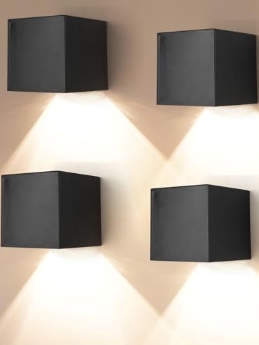 Yunyoda Solar Wall Lights, 4 Pack Outdoor Solar Fence Lights With 2 Lighting Modes, Ip65 Waterproof Outdoor Garden Fence Lighting for Wall,porch,patio,decking,yard Decoration, Warm White &amp;amp; Cool White