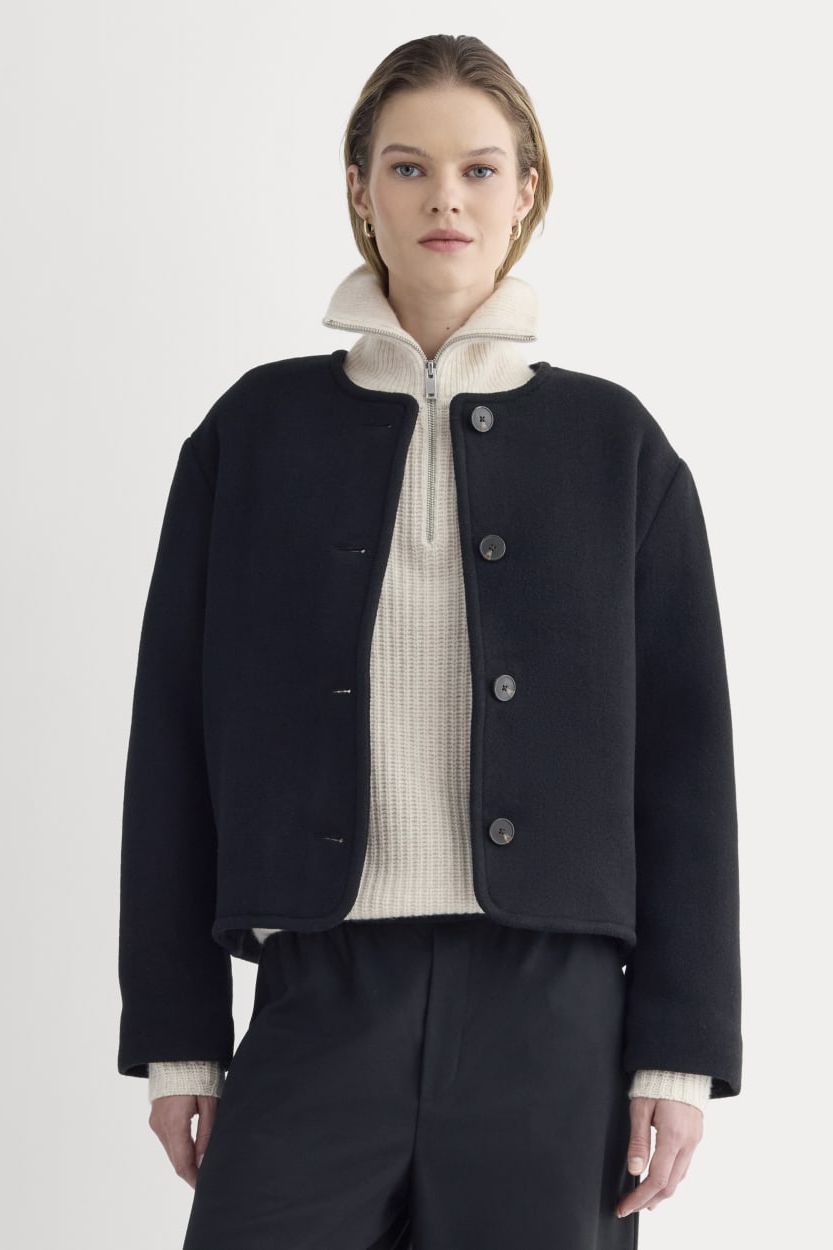 The Cocoon Coat in Wool | Black - Xxs
