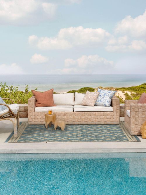 Newport Slate Blue Re-Jute Rug by Gray Malin