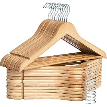 Storageworks Wooden Hangers 20 Pack, Wood Coat Hanger for Coats, Shirts, Jackets, Pants, Suits, Natural Wood Color