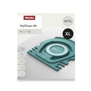 Miele Hyclean Air Tu Vacuum Cleaner Bags for Miele Guard L1 Vacuum Cleaners, Xl Pack of 8 Vacuum Bags and 2 Airclean Exhaust Filters &amp;ndash; 12909620