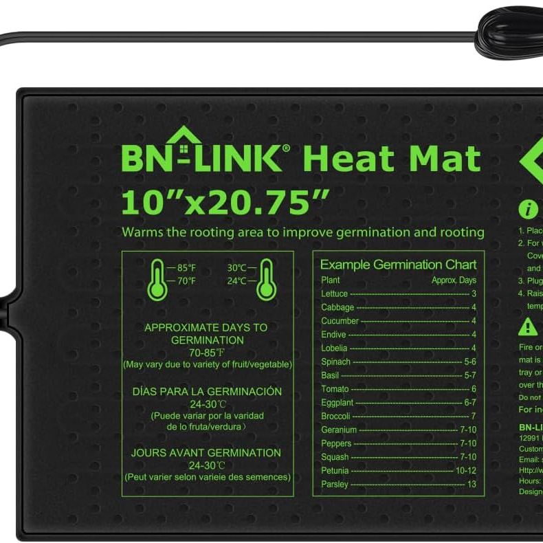 Bn-Link Durable Seedling Heat Mat for Seed Starting 10&quot; X 20.75&quot;, Waterproof Warming Mat Plant Heating Pad for Seed Germination, Indoor Growing, Hydroponic, Greenhouse, Etl Listed