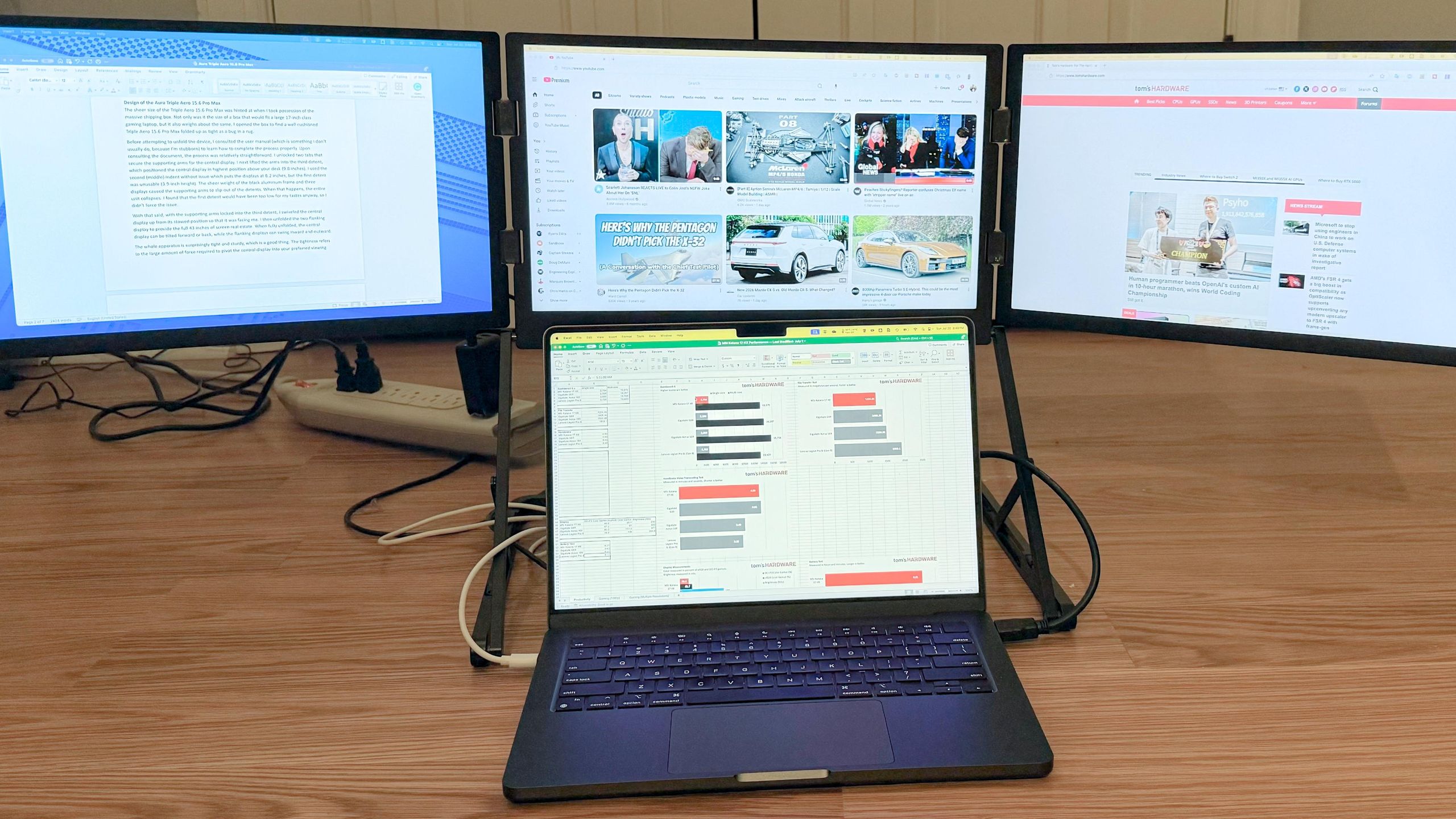 Aura Triple Aero 15.6 Pro Max portable monitor review: 43 inches