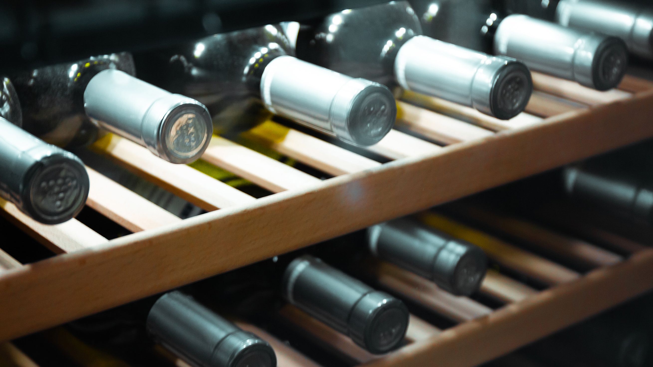 Wine stored in a wine fridge