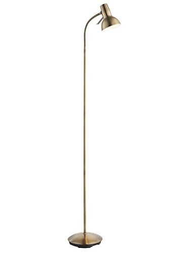 National Lighting Amalfi Standing Floor Lamp - Antique Brass Finish - Flexible Gooseneck Task Floor Reading Lamp - Rocker On/off Switch - Tall Indoor Gu10 Led Floor Lamp
