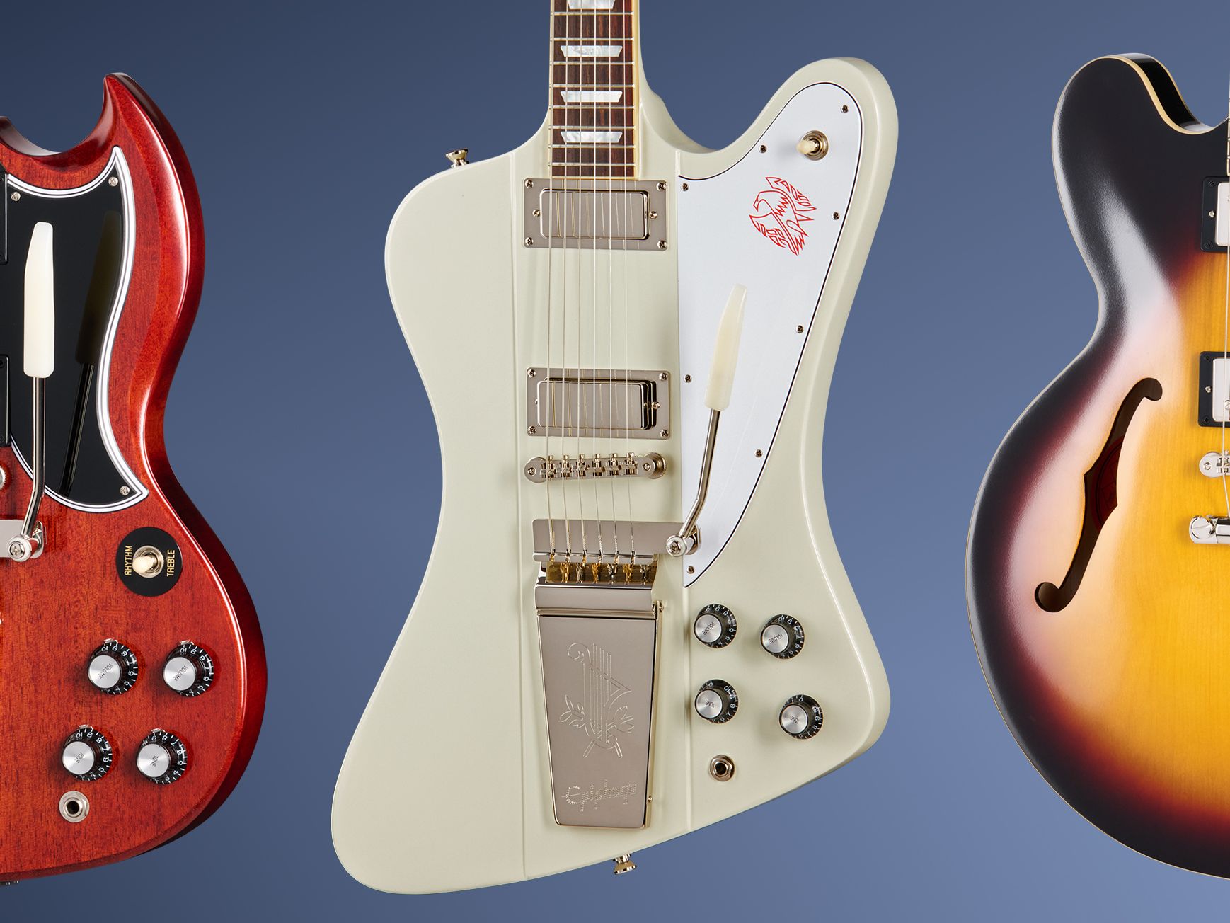 R様 ダンカン・ミニハムPU搭載 Epiphone firebird 白 韓国製 Epiphone Inspired by Gibson Firebird, SG & ES-335 reviewed