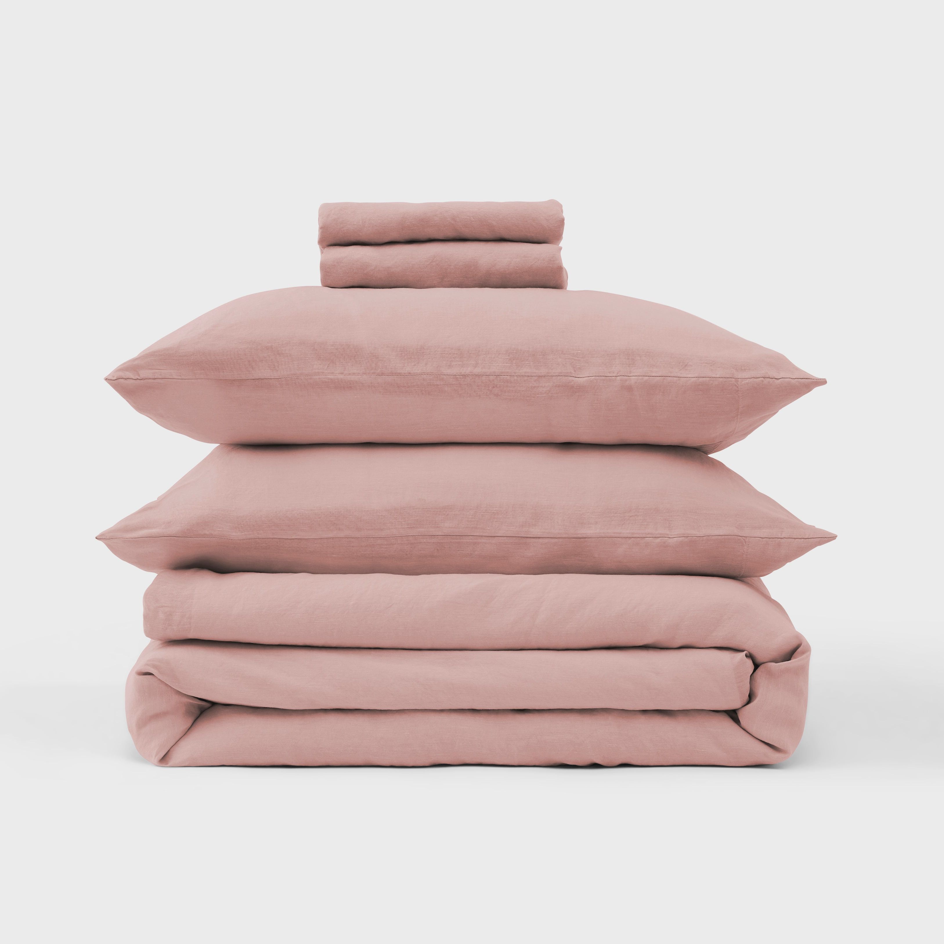 Cool Linen Bedding Bundle &amp;mdash; King / Dusty Rose