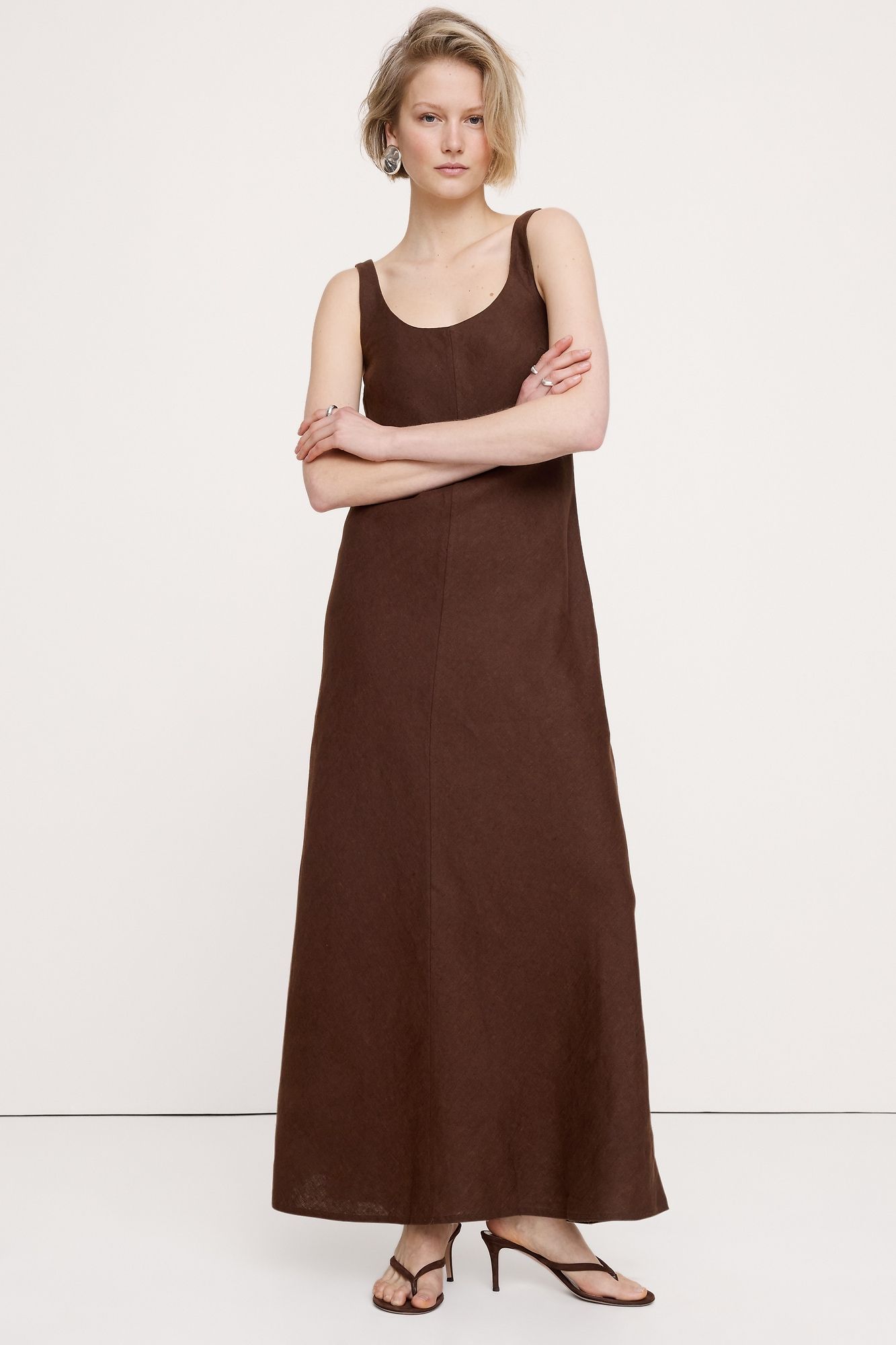 Linen Bias-Cut Maxi Dress