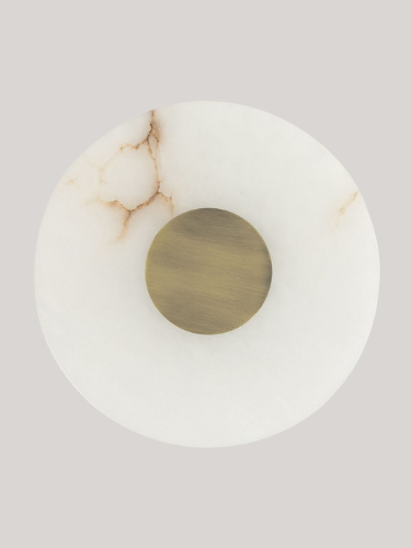 Ebro Alabaster Led Wall Light Brushed Gold Ip44 Round