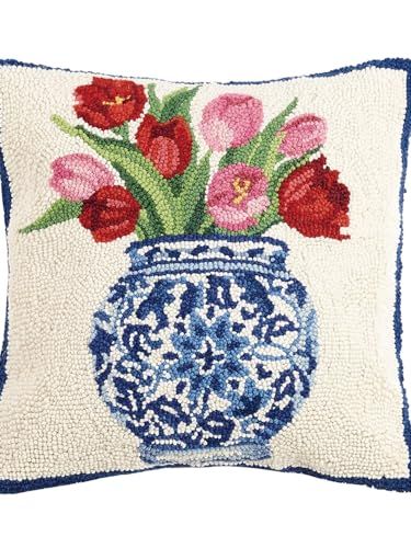 Chinoiserie Vase Tulips Hook Pillow
