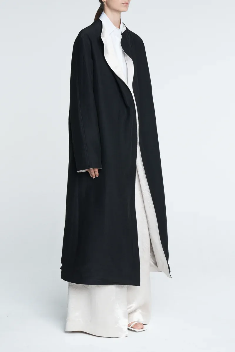 Maria McManus, Reversible Duster Coat in Black/ Champagne