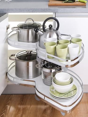 Xemqener Kitchen Blind Corner Pull-Out Shelving Unit Organizer 2 Tiers Swing Tray for 900-1000mm Cabinet