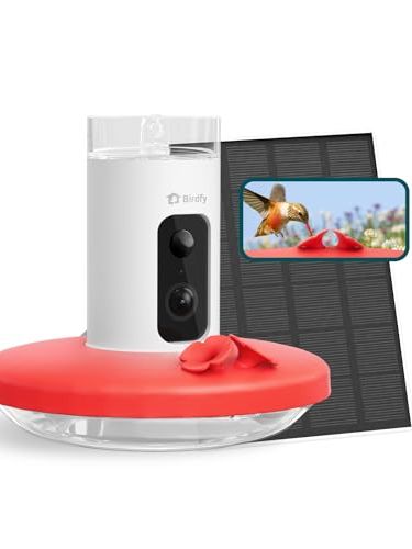 Birdfy Smart Hummingbird Feeder With Camera, Auto Detect Record Bird Video, Instant Notification, Live View, Solar Powered Hummingbird Feeders for Outdoors Ant Bee Proof, 14oz, Gift for Bird Lovers