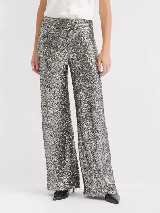 Clean Wide Leg Pants in Sequin