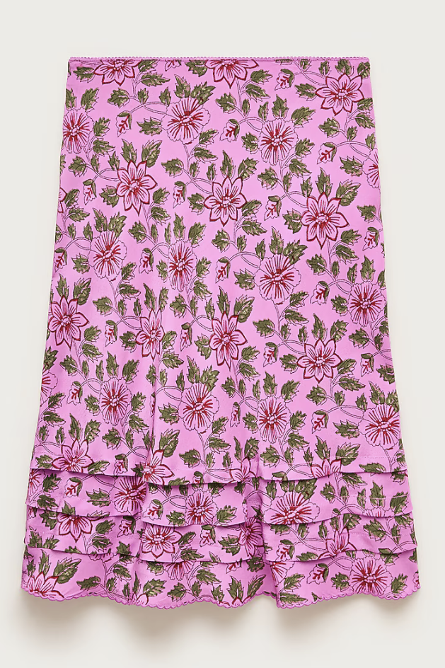 J.Crew, Ruffle-Trim Slip Skirt in Gingham Crepe De Chine