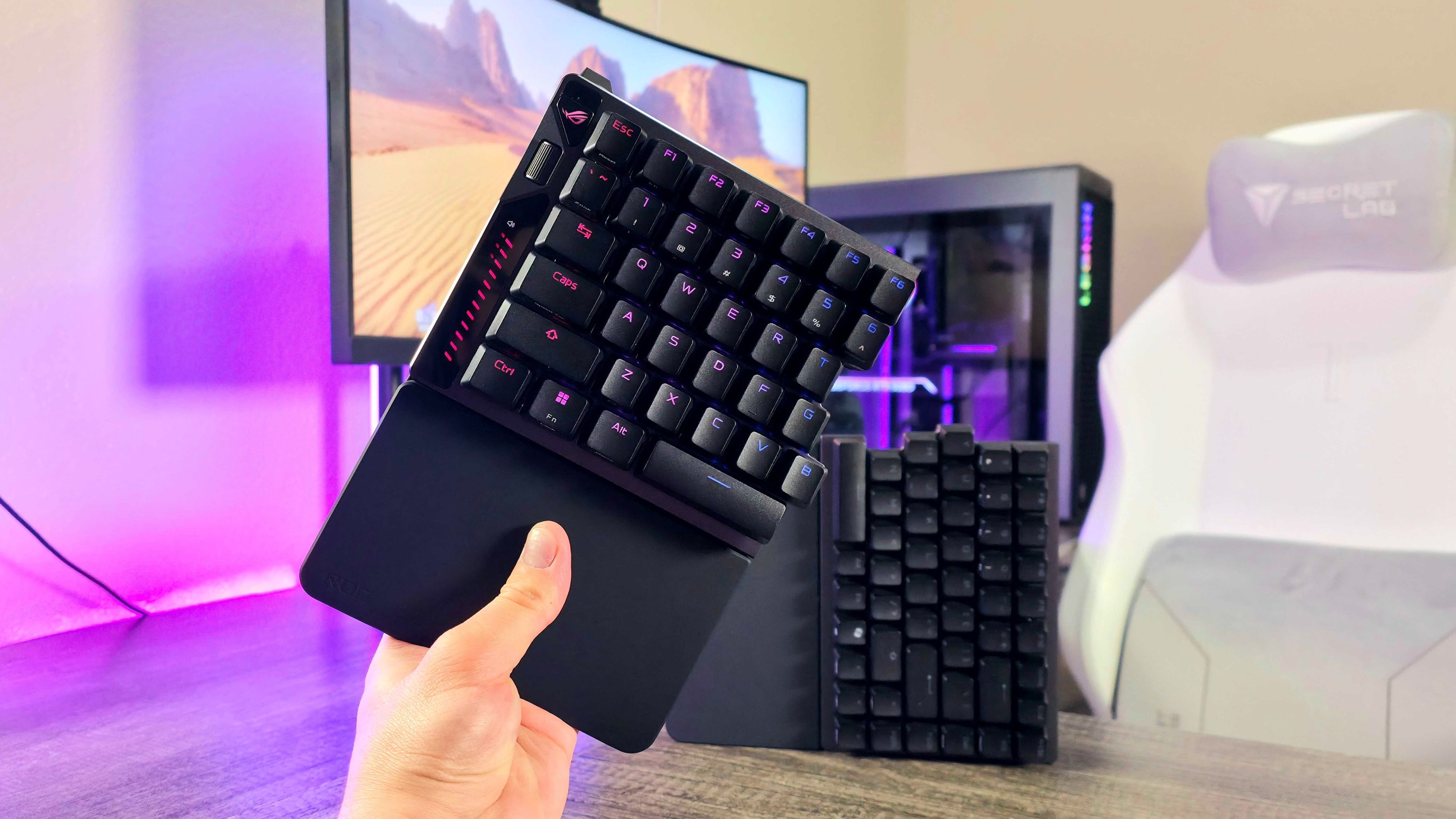 Image of the ASUS ROG Falcata wireless gaming keyboard.