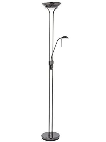 Betta Lighting Mother and Child Uplighter Floor Lamp With Reading Light &amp;ndash; Black Chrome With Adjustable Reading Lamp - Standing Uplighter for Living Room, Bedroom, Dining Room &amp;ndash; G9 33w and R7s 230w